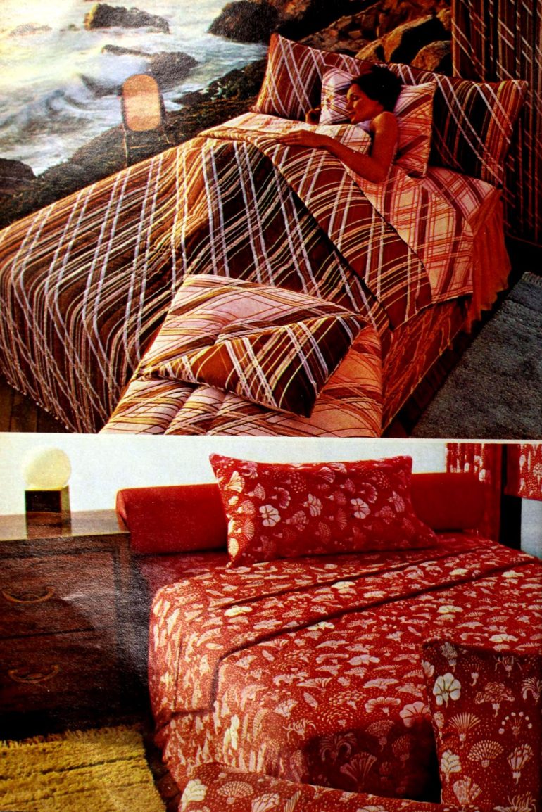 Retro 1970s sheet sets with bright & bold colors and bonus flower power