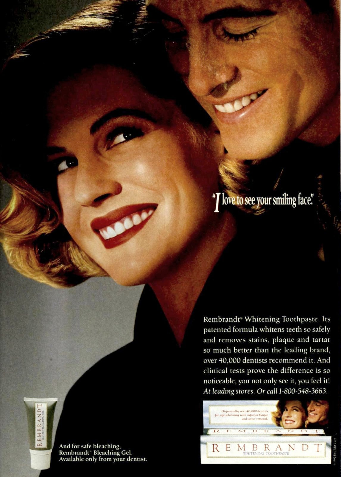Rembrandt whitening toothpaste (1992) via ClickAmericana com