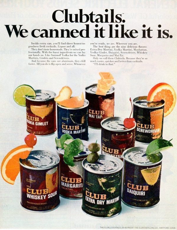 Readymade & canned cocktails from the 60s & 70s were the coolest party