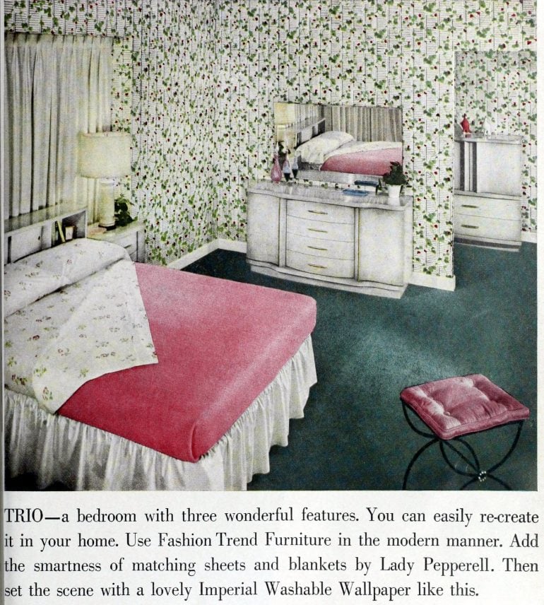 Vintage 1950s bedroom decor See 50+ examples of midcentury master