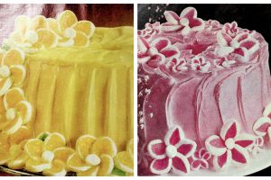 Retro 70s daisy cakes with yellow, pink and white marshmallow flowers