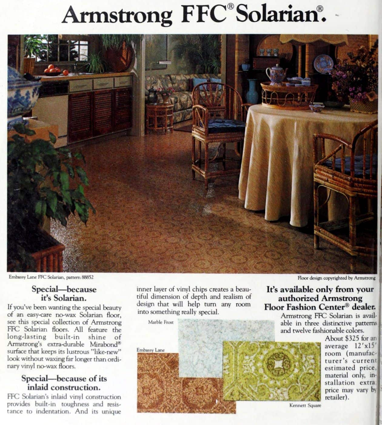 Retro Armstrong FFC Solarian vinyl flooring from 70s and 80s - From ClickAmericana com