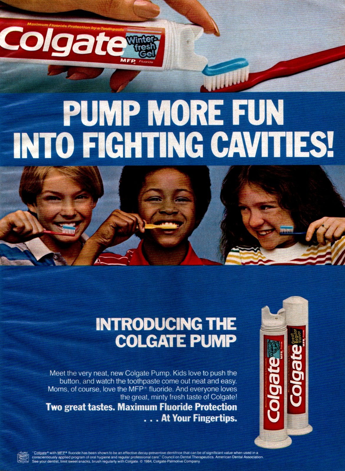 Retro Colgate pump toothpaste (1985) via ClickAmericana com