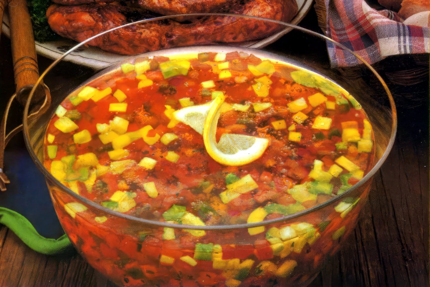 Retro Jell-O Gazpacho Jiggler with vegetables (1979)