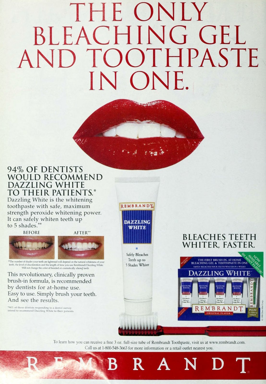 Retro Rembrandt bleaching gel and dazzling white toothpaste (1998) via ClickAmericana com