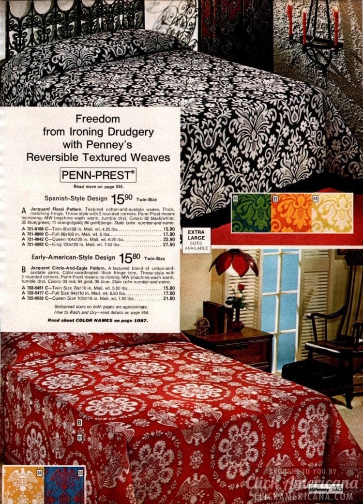 Vintage 1970s bedspreads Soft retro home decor you may remember