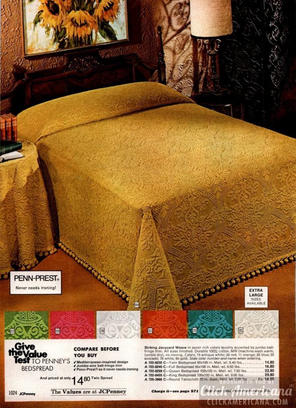 Vintage 1970s bedspreads Soft retro home decor you may remember