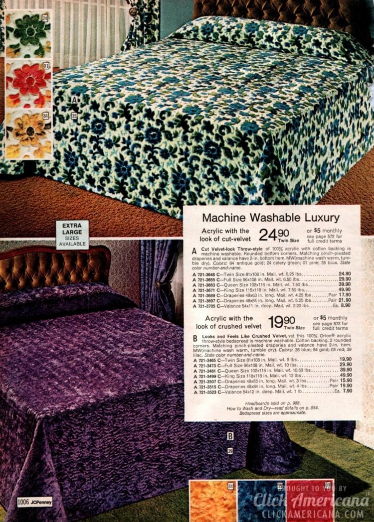 Vintage 1970s bedspreads Soft retro home decor you may remember