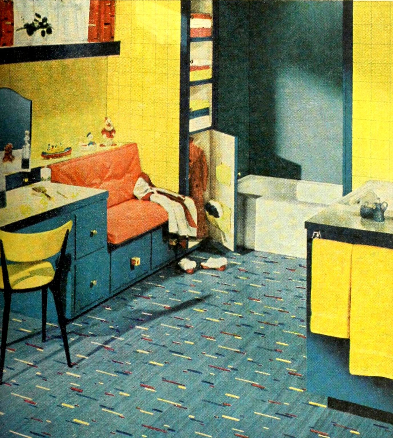 See 20 vintage 1950s bathroom floors in vinyl & linoleum - Click Americana