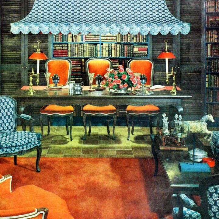 Retro dining room library a canopy over the table