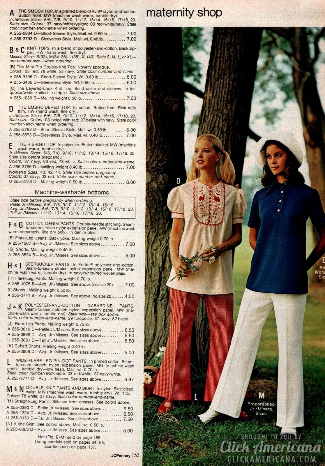 Retro pants 70s fashion for women from the 1973 JC Penney Catalog