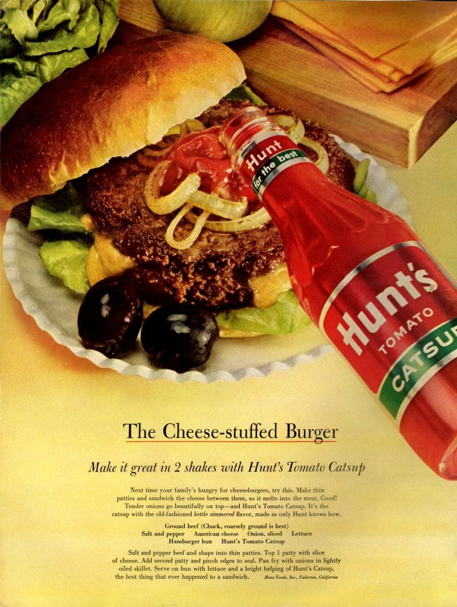 Retro recipe for cheese-stuffed burgers (1963)