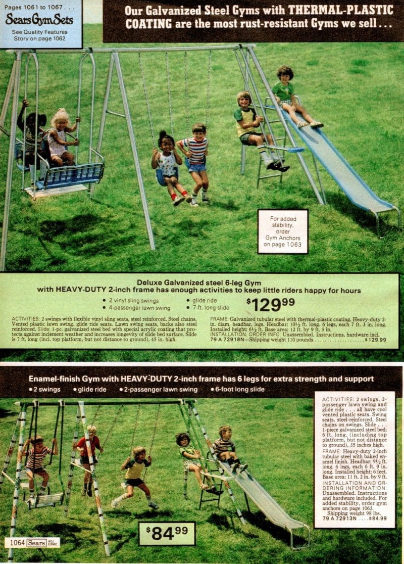 Check out these 36 vintage metal swing sets that offered backyard fun
