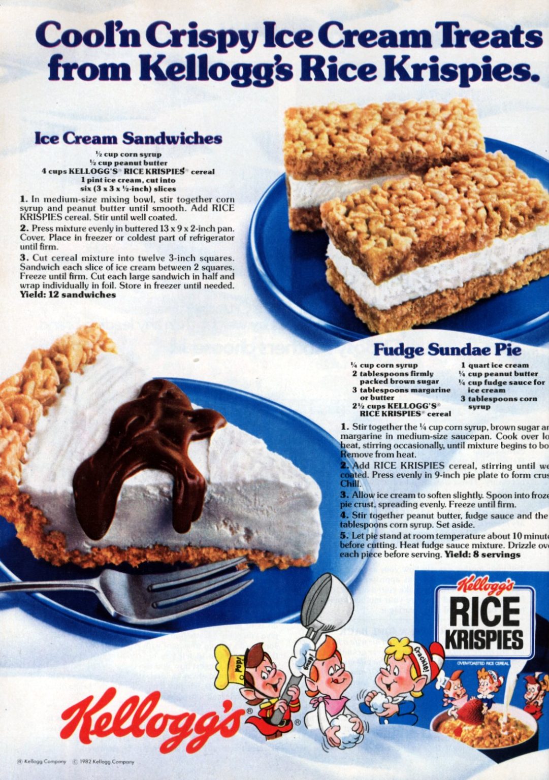 Rice Krispies ice cream sandwiches & Fudge Sundae Pie (1982) - Click ...