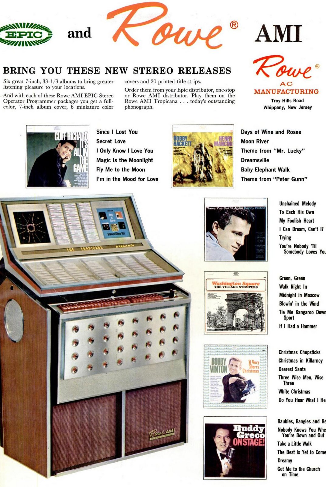 Rowe jukeboxes and Epic records 1964
