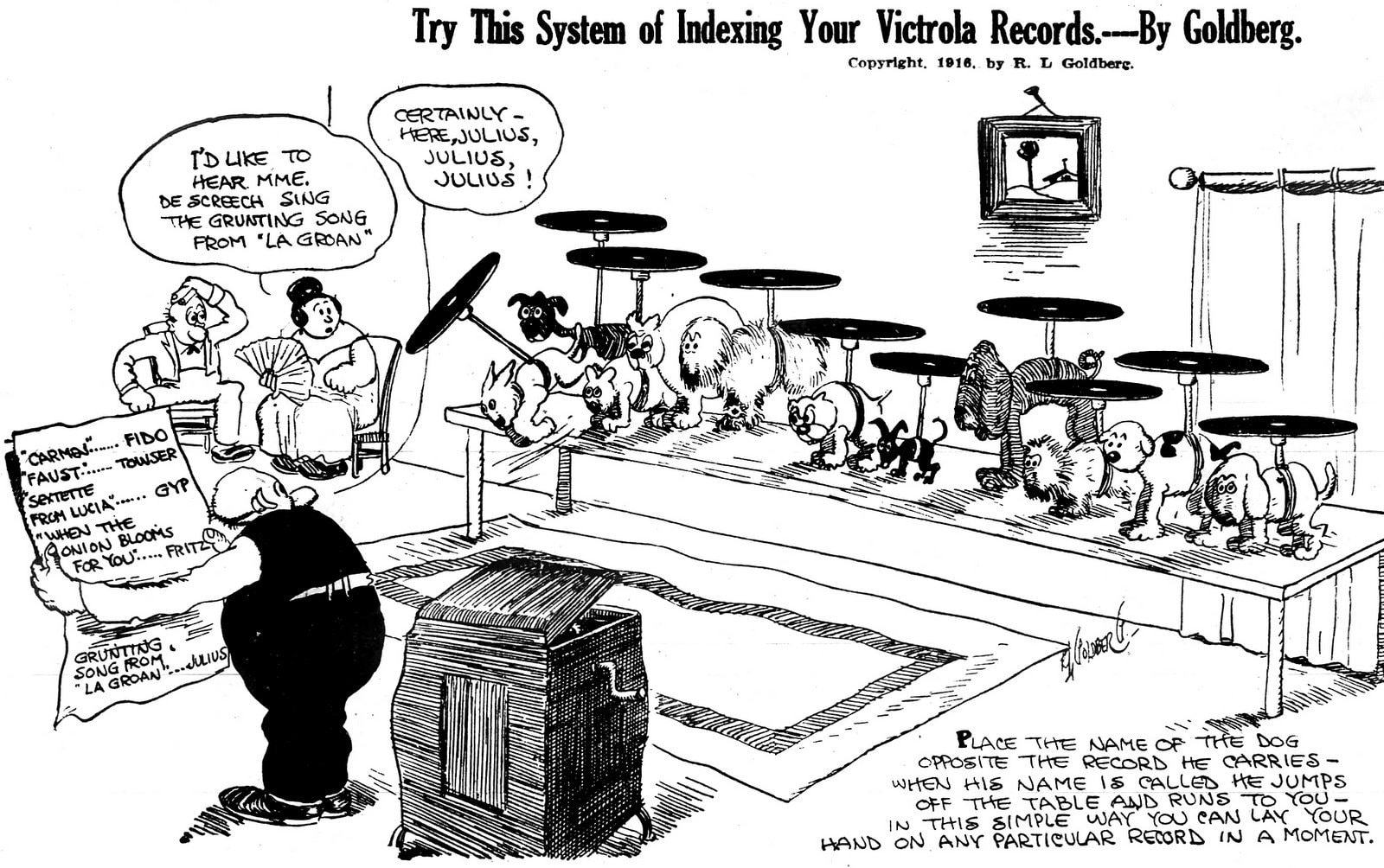 V is for Victrola: The famous record player that turned a brand name into a household word in 1906 10 Rube Goldberg comic about Victrola records (1916)