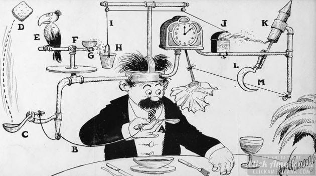 How Rube Goldberg became famous for delightfully overcomplicating everything (1922)