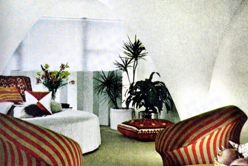 See how sails of fabric turned a plain living room into a space-age pad