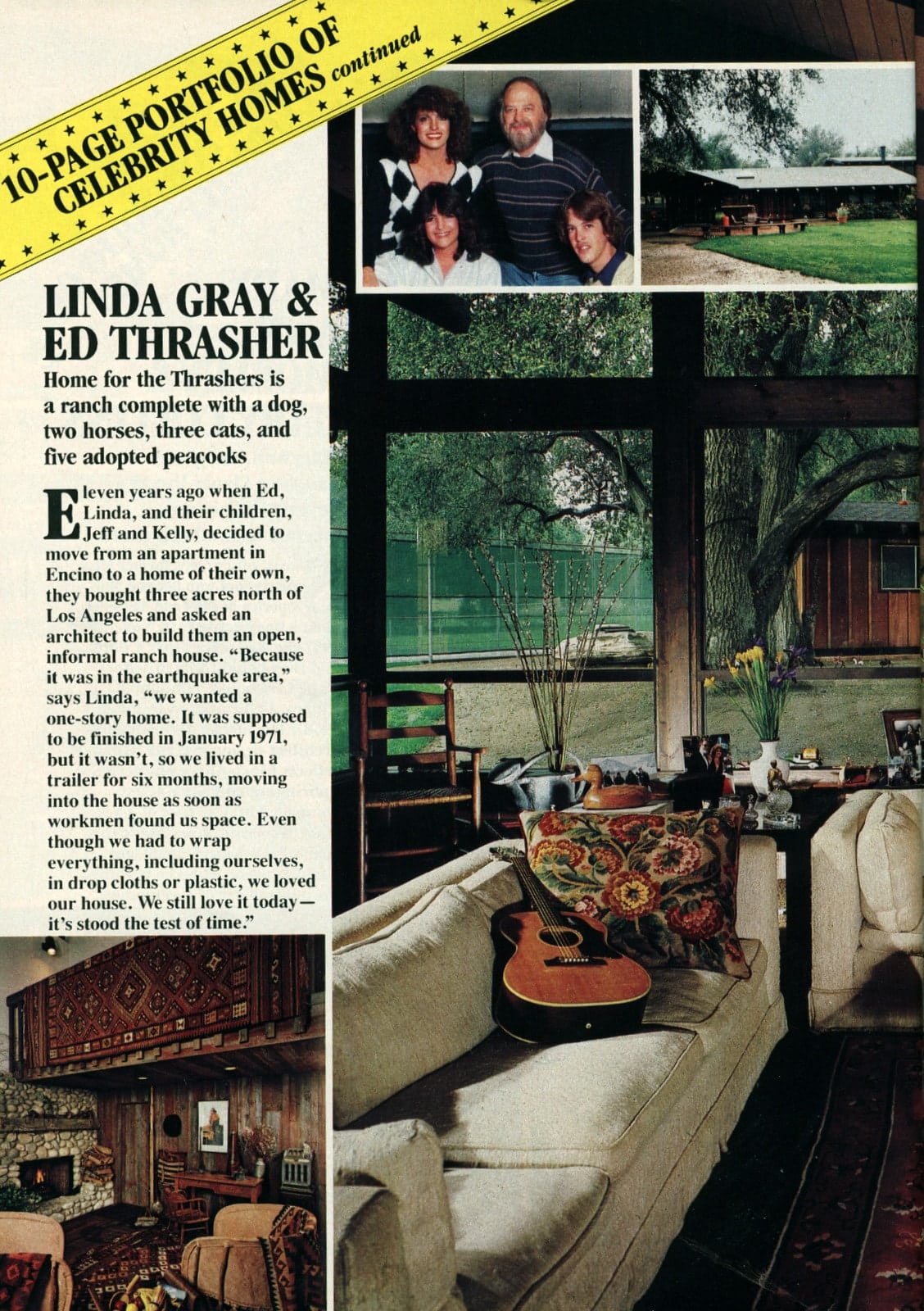 Linda Gray's house had 15 comfortable rooms, two horses & zero interest in looking formal (1982) 1 See inside Dallas actress Linda Gray's house (1982)