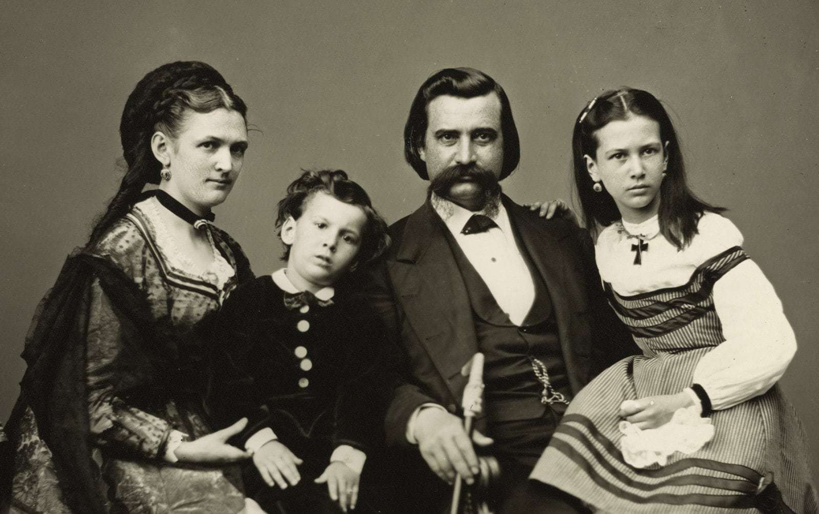 John Logan with wife Mary Simmerson Cunningham Logan, son Manning Alexander Logan, and daughter Mary Elizabeth Dollie Logan (c1870)