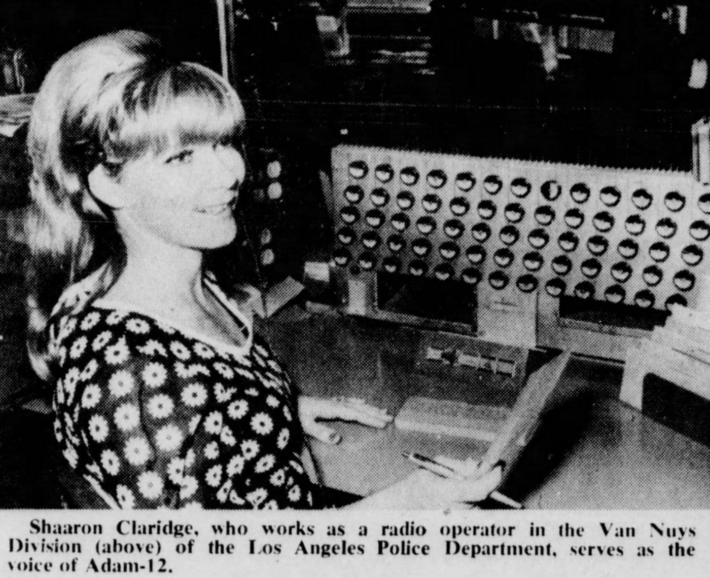 Adam-12: The accurate LAPD codes and cop lingo that made the show feel so true to life 10 Sharon Claridge - Radio operator LAPD for Adam-12 TV - 1973