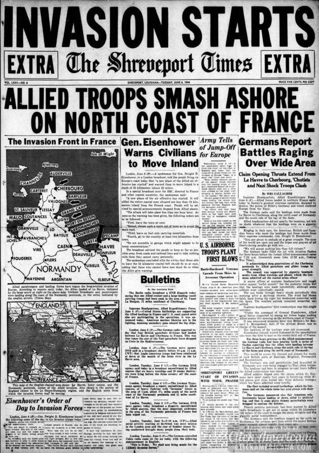 WWII newspaper headlines from the D-Day invasion of France ...