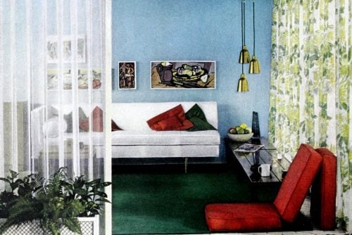 Simple, affordable mid century modern living room style from the 50s