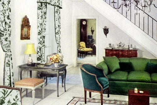 Simple but elegant living room antiques with modern touches (1950s)