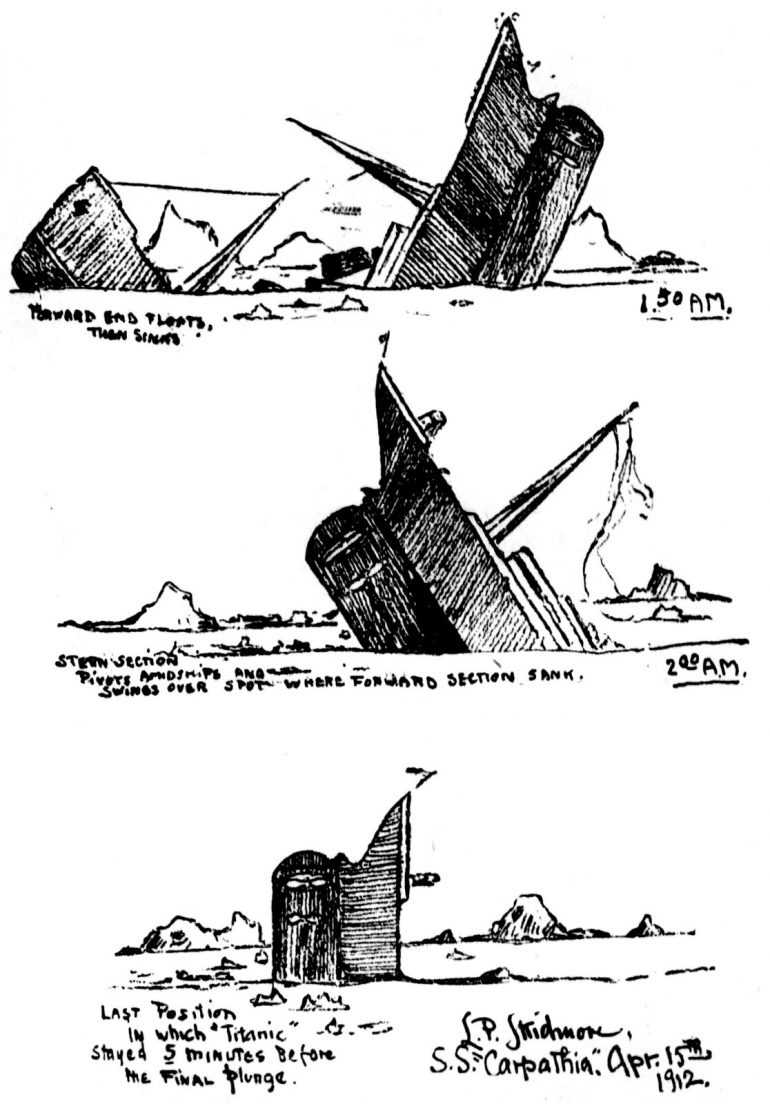 Sketches Of The Titanic Sinking A Survivor Described How The Huge Ship 