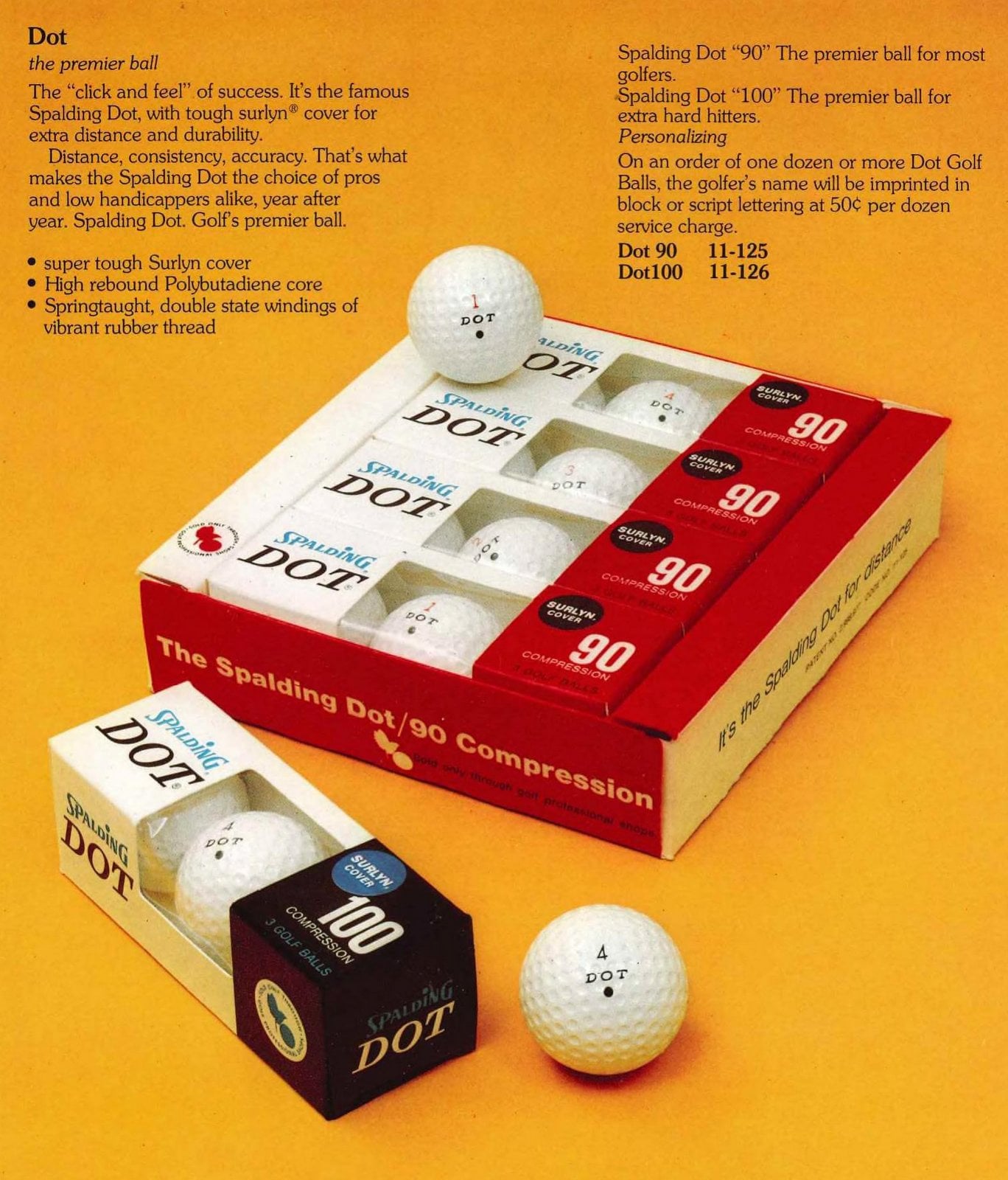 Golf ball history: The sport's evolution from stuffed leather to space-age science 22 Spalding Dot golf balls (1975) via ClickAmericana com