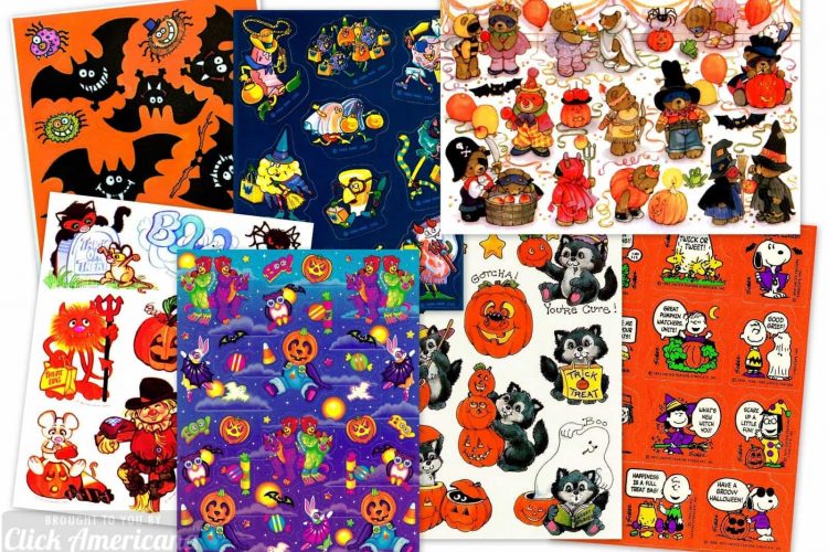 Spooky stickers 16 vintage Halloween sticker sheets from