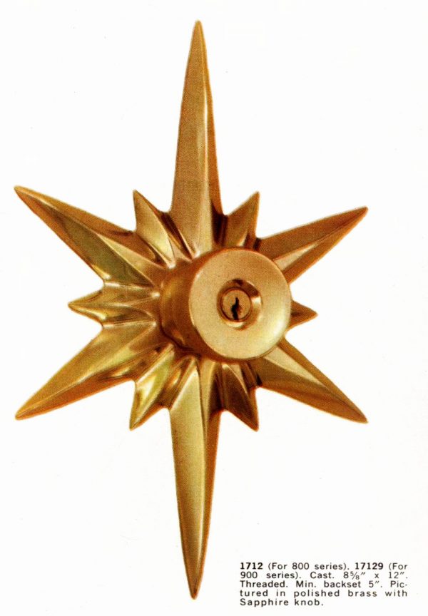 Midcentury modern door knobs (and other bold hardware) with a spaceage theme were all the rage