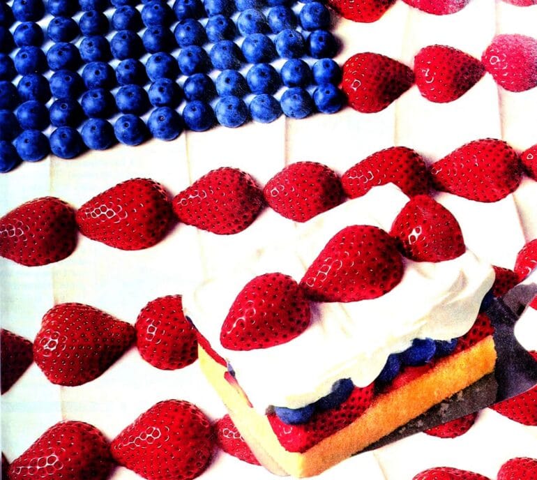 Stars Stripes Dessert Cake With Strawberries Blueberries 1994
