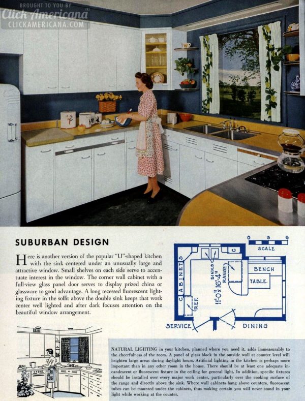 9 colorful mid-century kitchen remodels & retro floorplans from 1954 ...