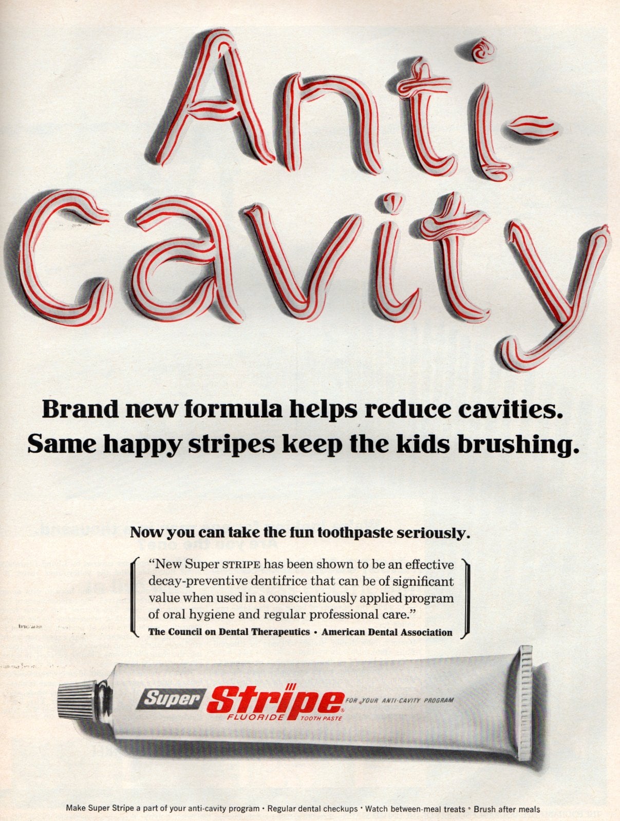 Super Stripe vintage toothpaste brand (1966) via ClickAmericana com