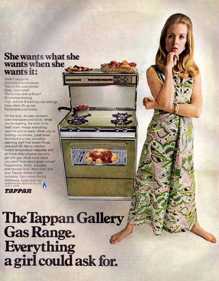 The Tappan Gallery Gas Range Trendy retro kitchen appliances with bonus features (1968) Click