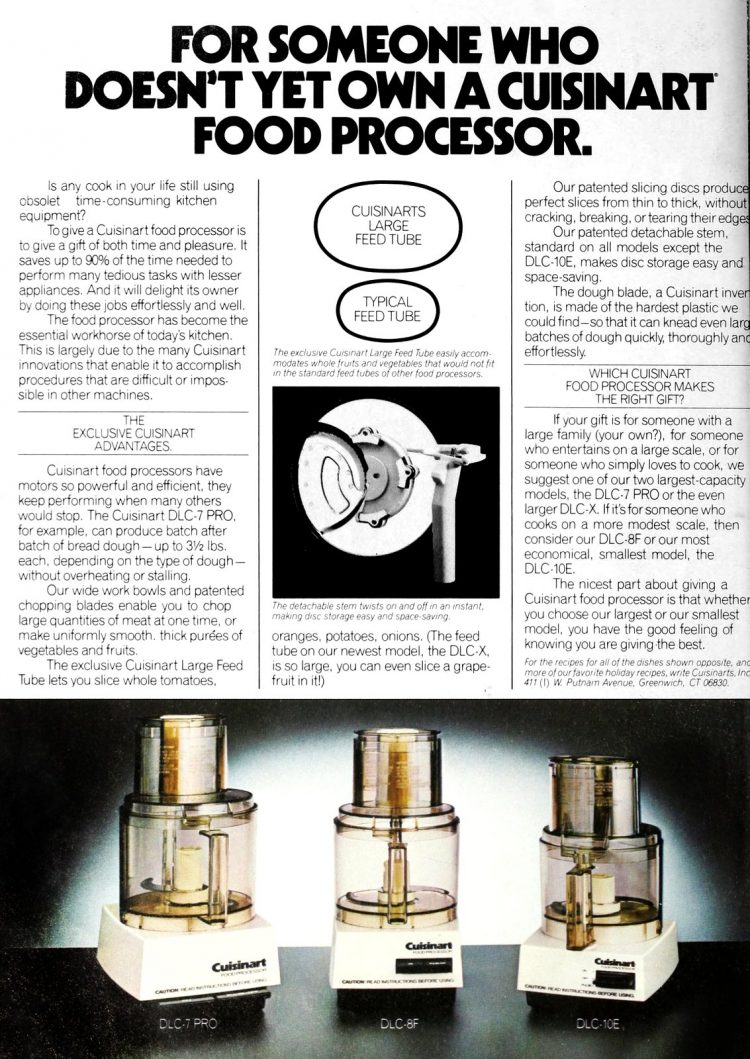 Vintage Cuisinarts and other food processors were musthave small