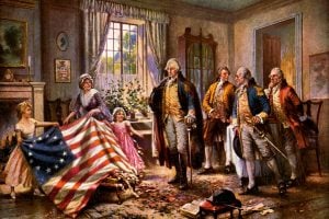 The birth of Old Glory from painting by Moran