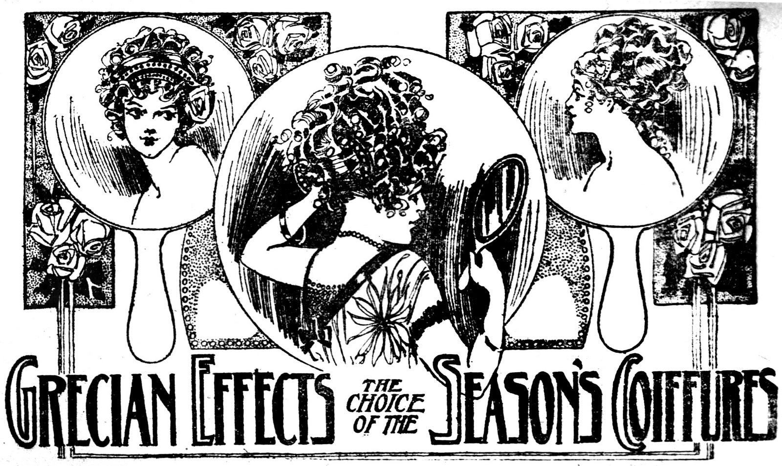 The cutest curly vintage 1910s hairstyles The Grecian, Gainsborough waterfall