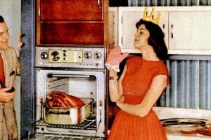 The perfect 50s housewife in the kitchen