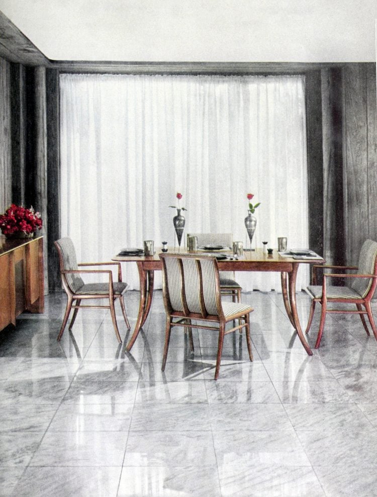 This dramatic vintage 1930s dining room had a starburst-pattern floor ...