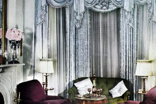 This restored Victorian living room retained all of its charm (1950)