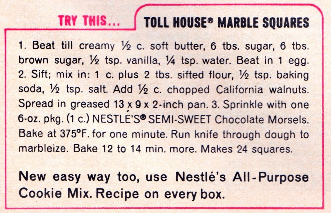 Toll House Marble Squares bar cookies Get the classic recipe Click