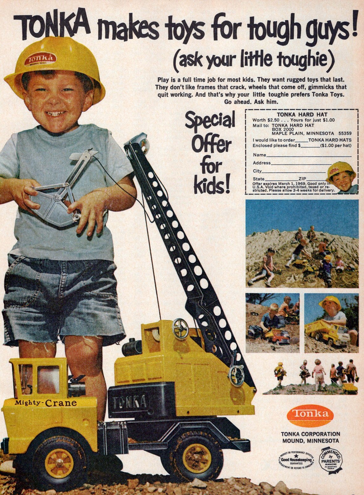 Tonka toys - Mighty Crane (1967) via ClickAmericana com