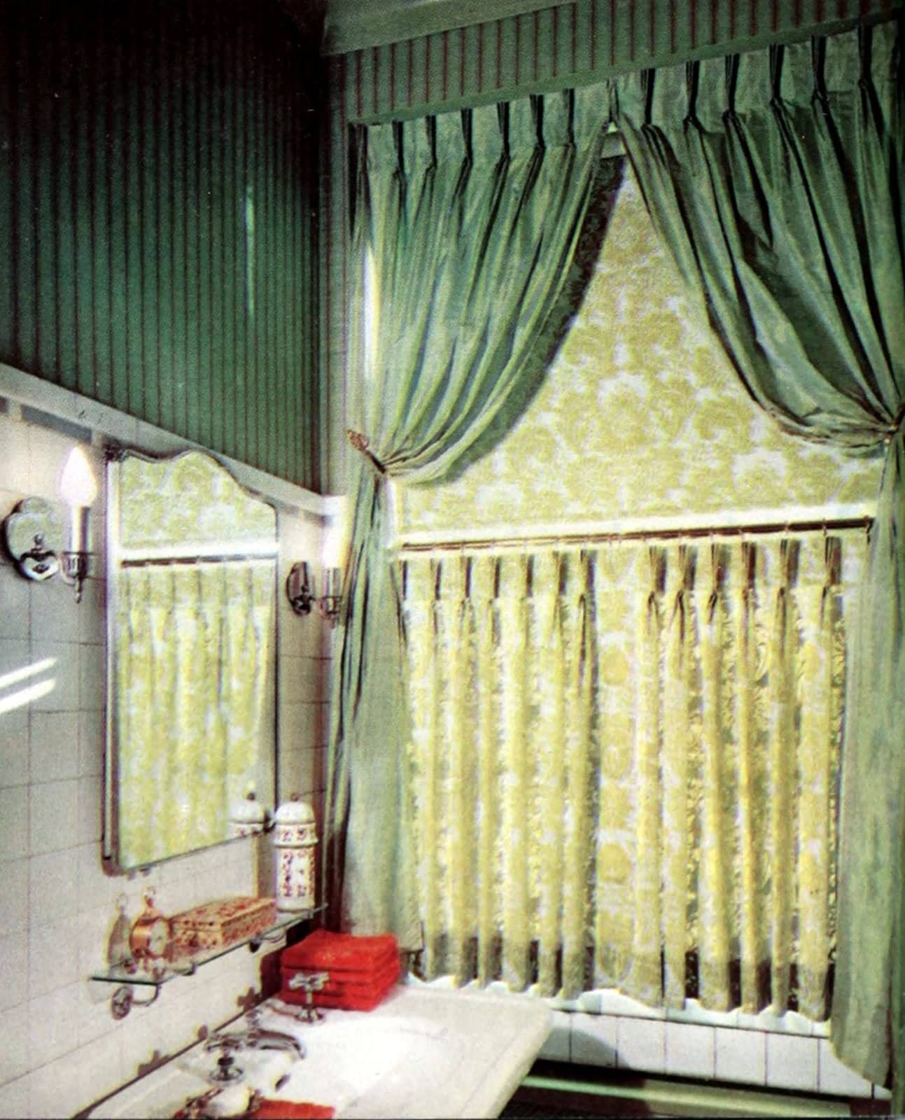 These 25 unique mid-century curtains and drapes may inspire you or... not 18 Triple play window treatment for a retro bathroom (1967)