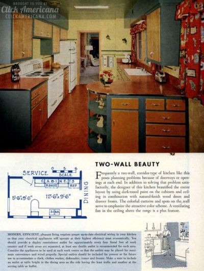 9 colorful mid-century kitchen remodels & retro floorplans from 1954 ...