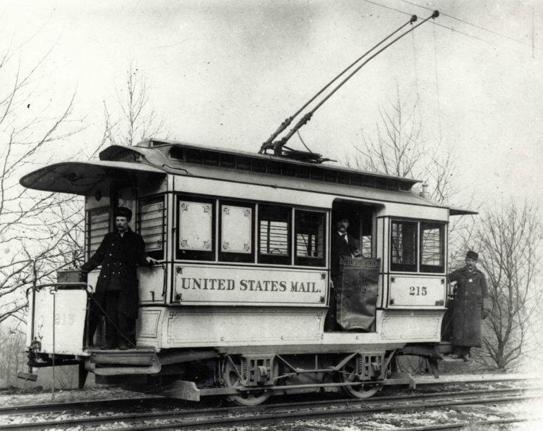 See vintage mail carriers & post office service carts from 100+ years