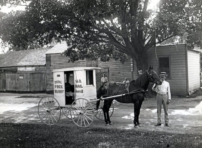 See vintage mail carriers & post office service carts from 100+ years