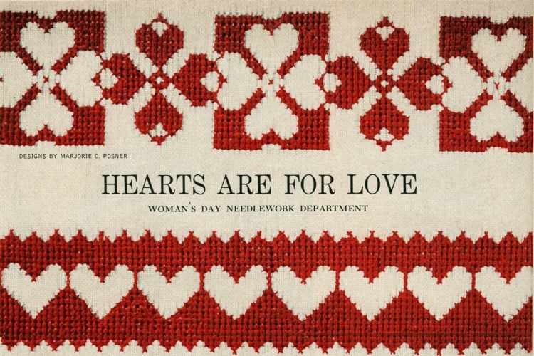 Valentine's day heart cross-stitch ideas from 1955 (1)