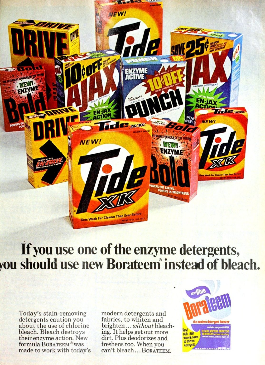 30 popular old laundry detergent brands & ads, plus bleach, fabric